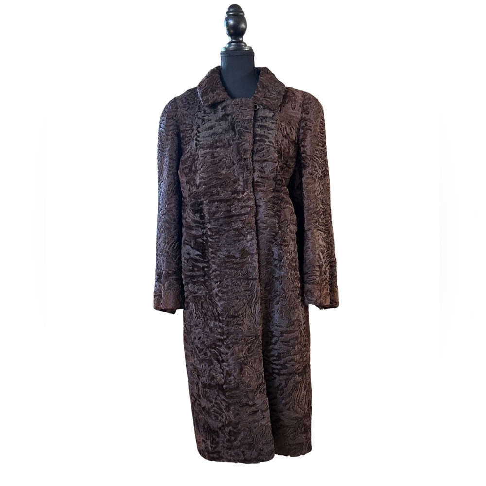 Vintage 1960s Broadtail Lamb Fur Long Coat